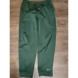 Nike Team Track Pants Athletic Fit Training Warm Up Green White Stripe M Vtg Y2K